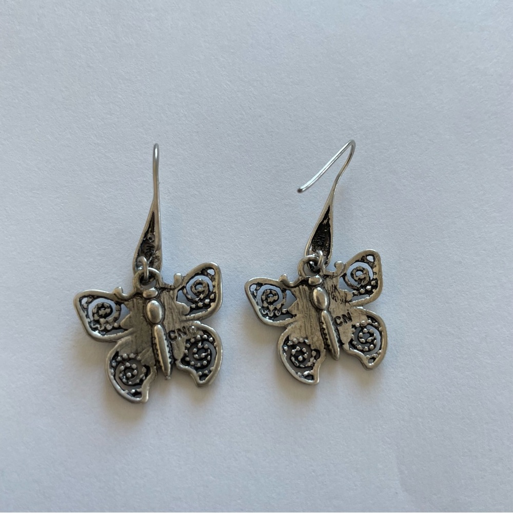 Patricia Nash Silver and Blue Butterfly Earrings - Picture 4 of 5